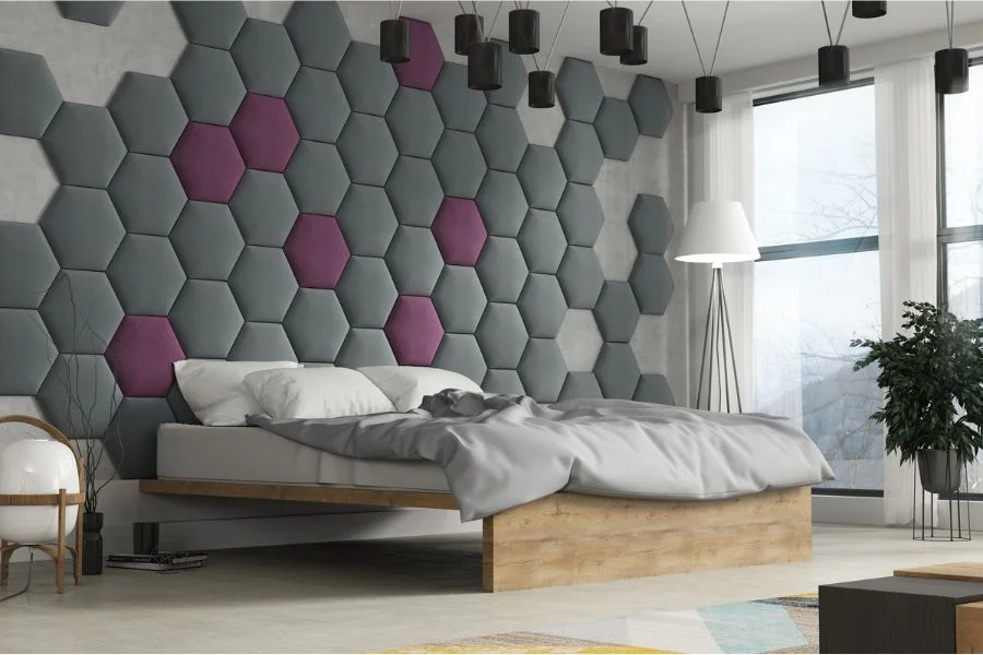 Wandpolster Schlafzimmer Hexagon groß