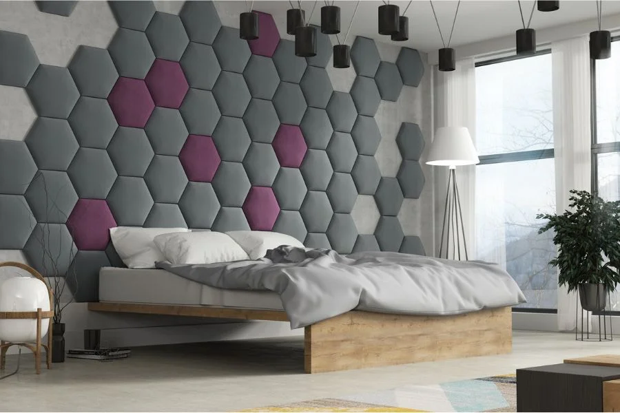 Wandpolster Schlafzimmer Hexagon groß Wandpolster Schlafzimmer Hexagon groß