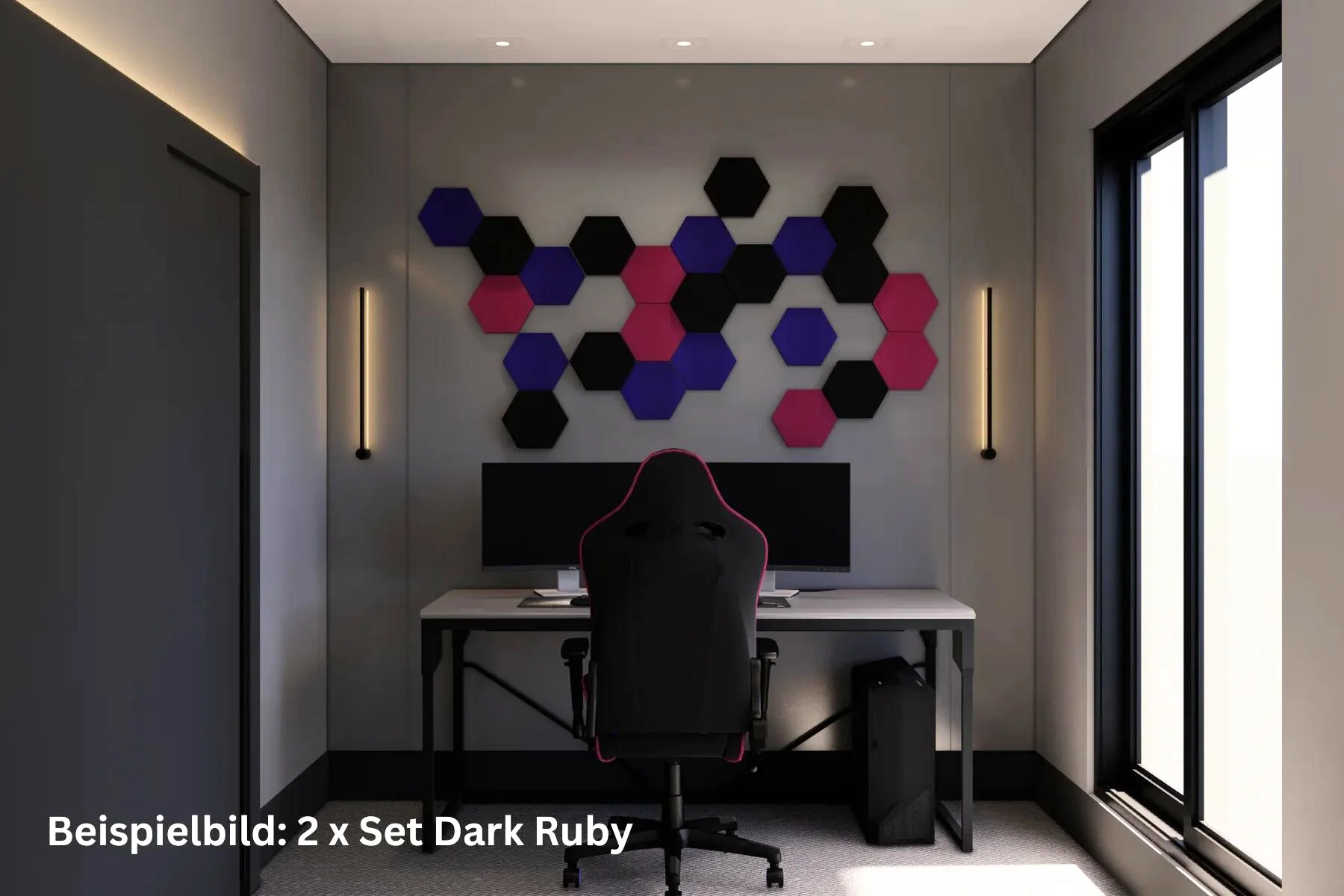 Schallabsorber Hexagon Gamingzimmer Dark Ruby modern