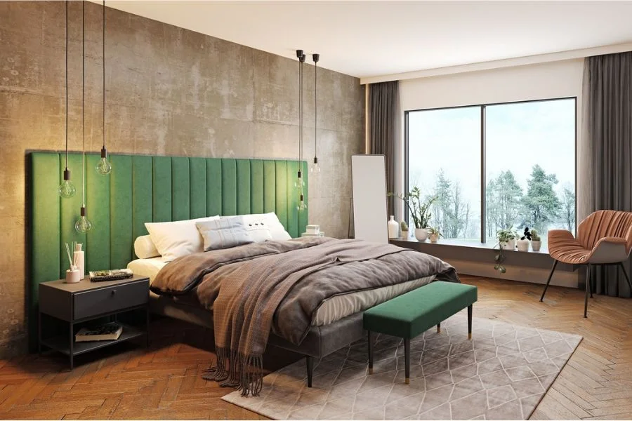 Wandpolster Schlafzimmer Long grün