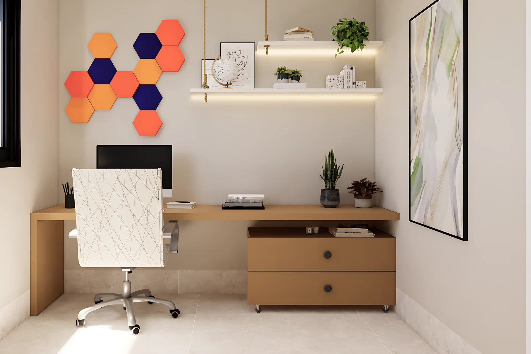 Schallabsorber Hexagon Home office Orange modern