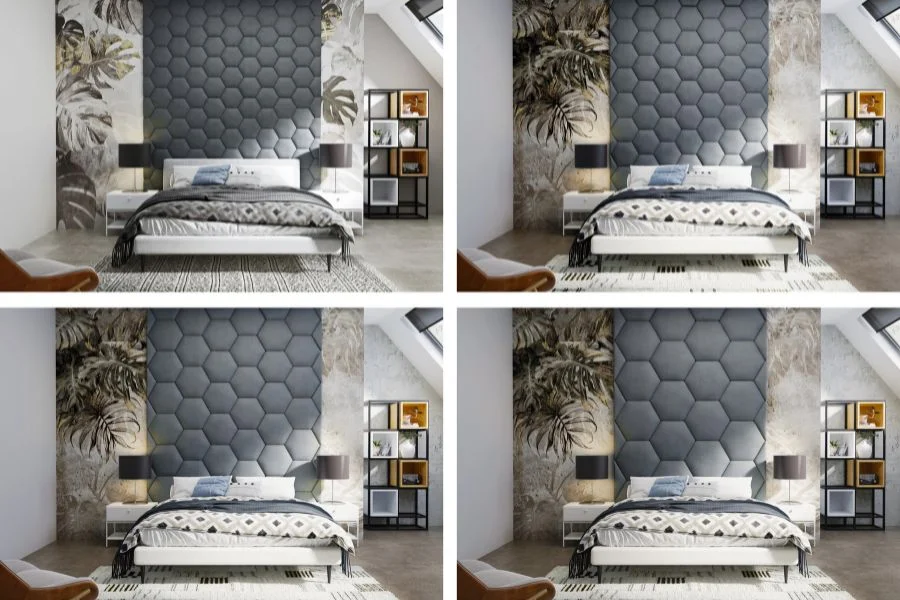Wandpolster Schlafzimmer Hexagon Varianten