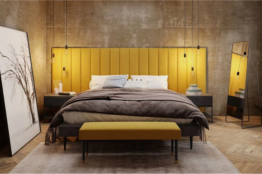 Wandpolster Schlafzimmer Long gelb