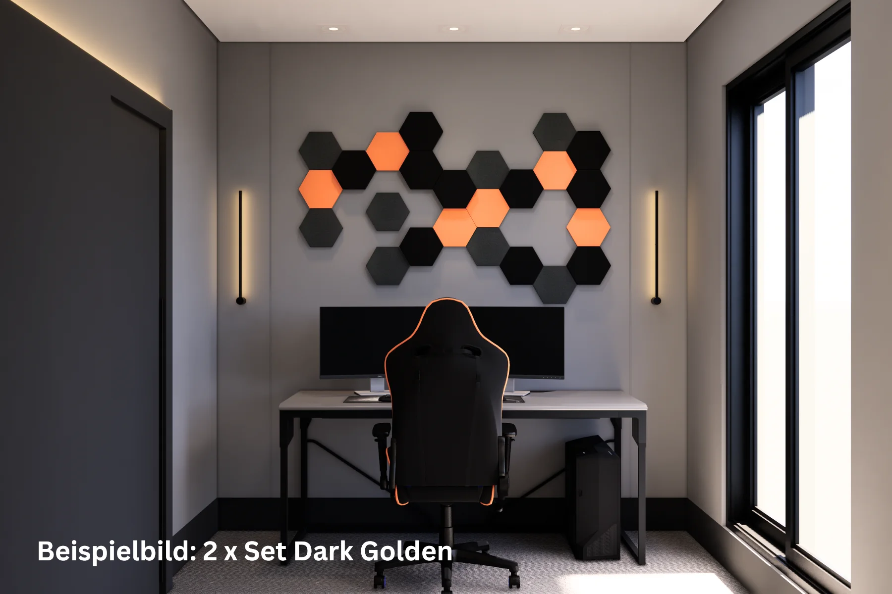 Schallabsorber Hexagon Gamingzimmer Dark Golden modern