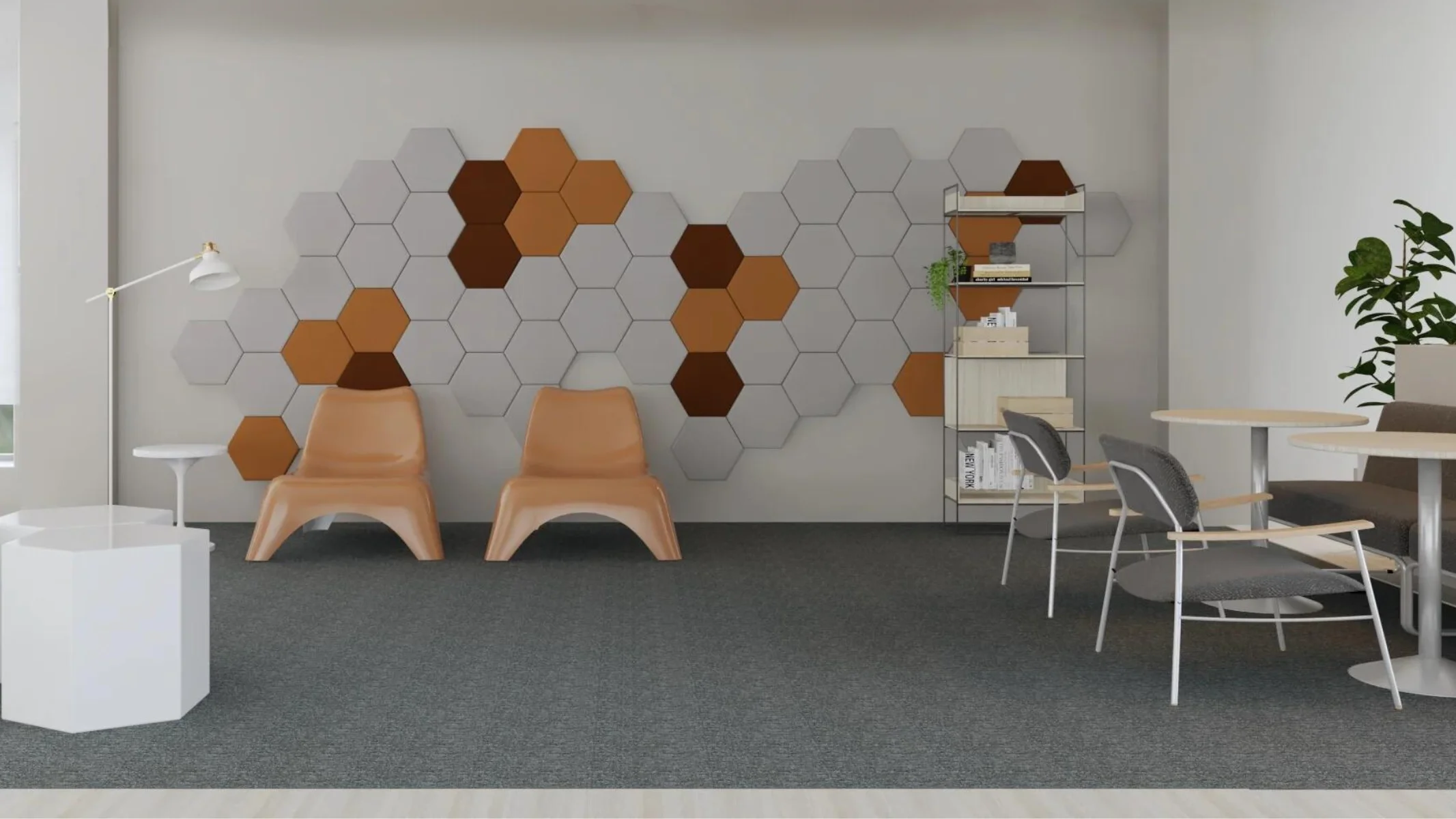 Buro Schallabsorber Wand Hexagon Edge