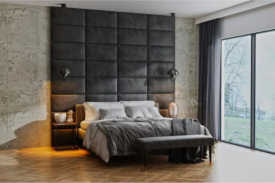 Wandpolster Schlafzimmer Rechteck Grau Wandpolster Schlafzimmer Rechteck Grau