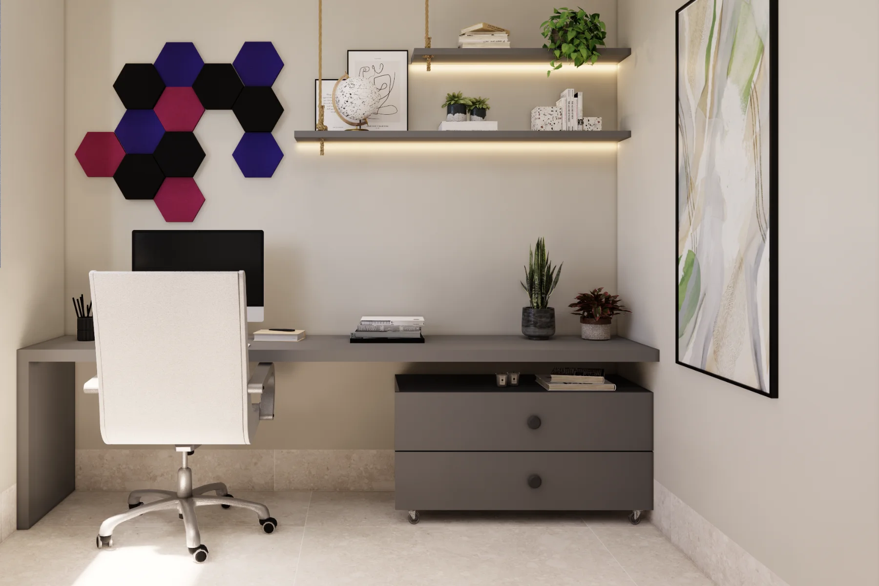 Schallabsorber Hexagon Home office Dark Ruby modern