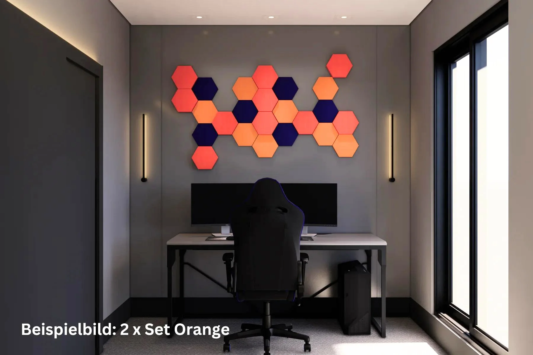 Schallabsorber Hexagon Gamingzimmer Orange modern