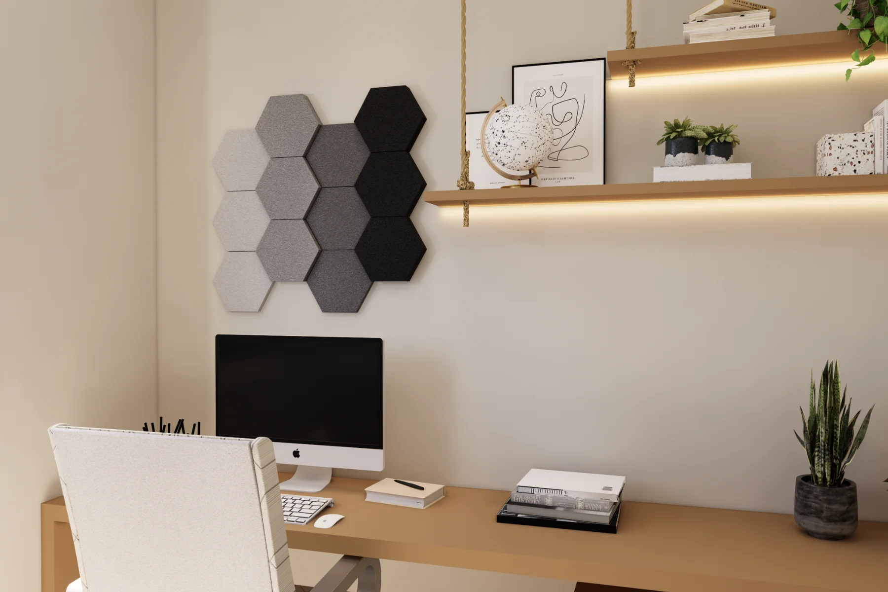 Schallabsorber Hexagon Home office Grey details