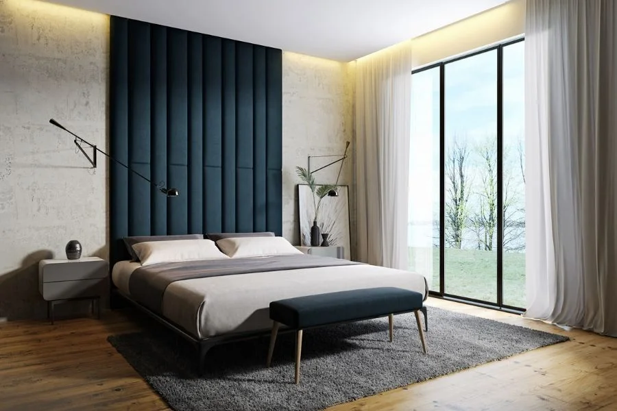 Wandpolster Schlafzimmer Long blau Wandpolster Schlafzimmer Long blau