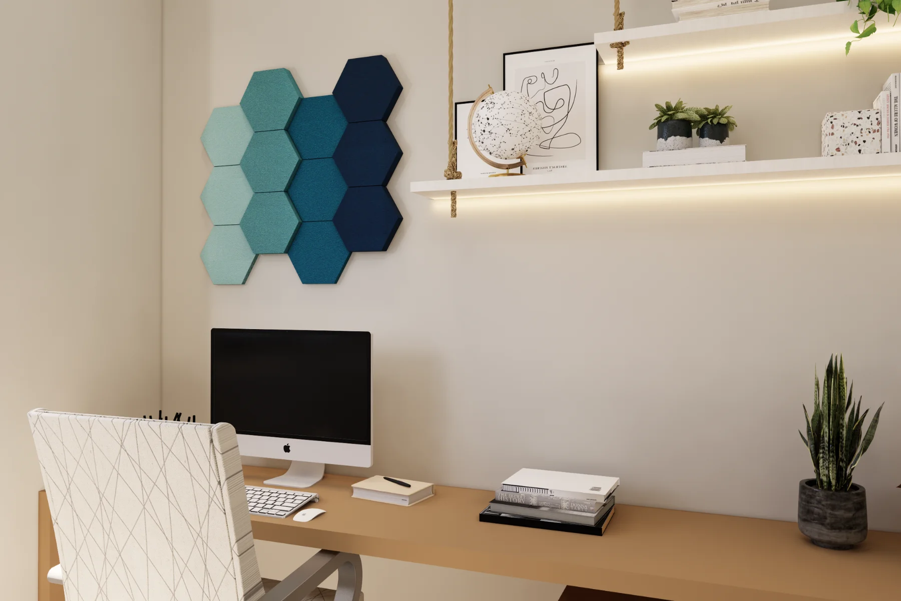 Schallabsorber Hexagon Home office Teal modern detail