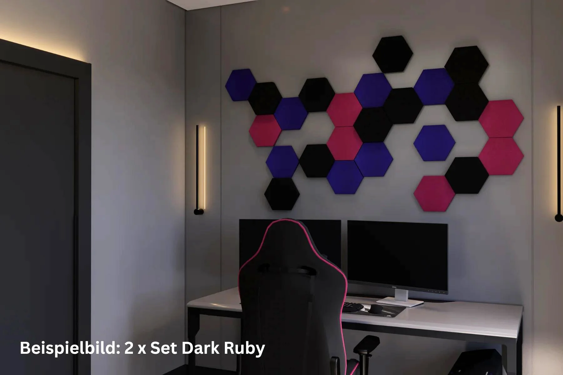 Schallabsorber Hexagon Gamingzimmer Dark Ruby Details