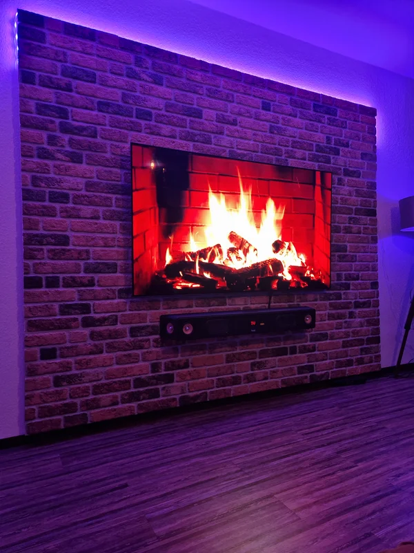 Backsteinoptik Wandpaneele TV Wand front LED 3 Backsteinoptik Wandpaneele TV Wand front LED 3