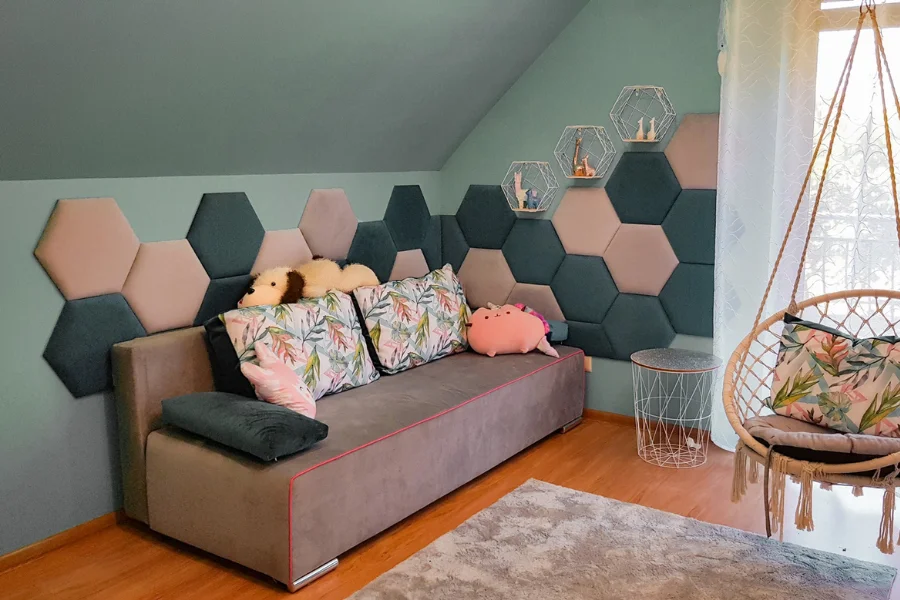 Wandpolster Kinderzimmer Hexagon