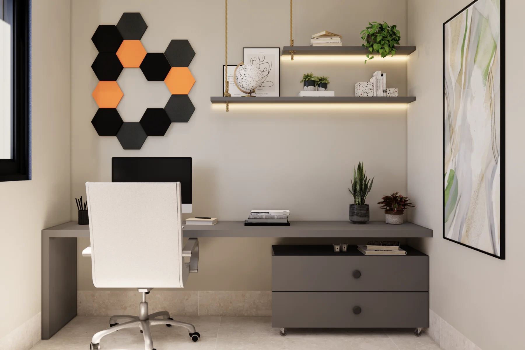 Schallabsorber Hexagon Home office Dark Golden modern