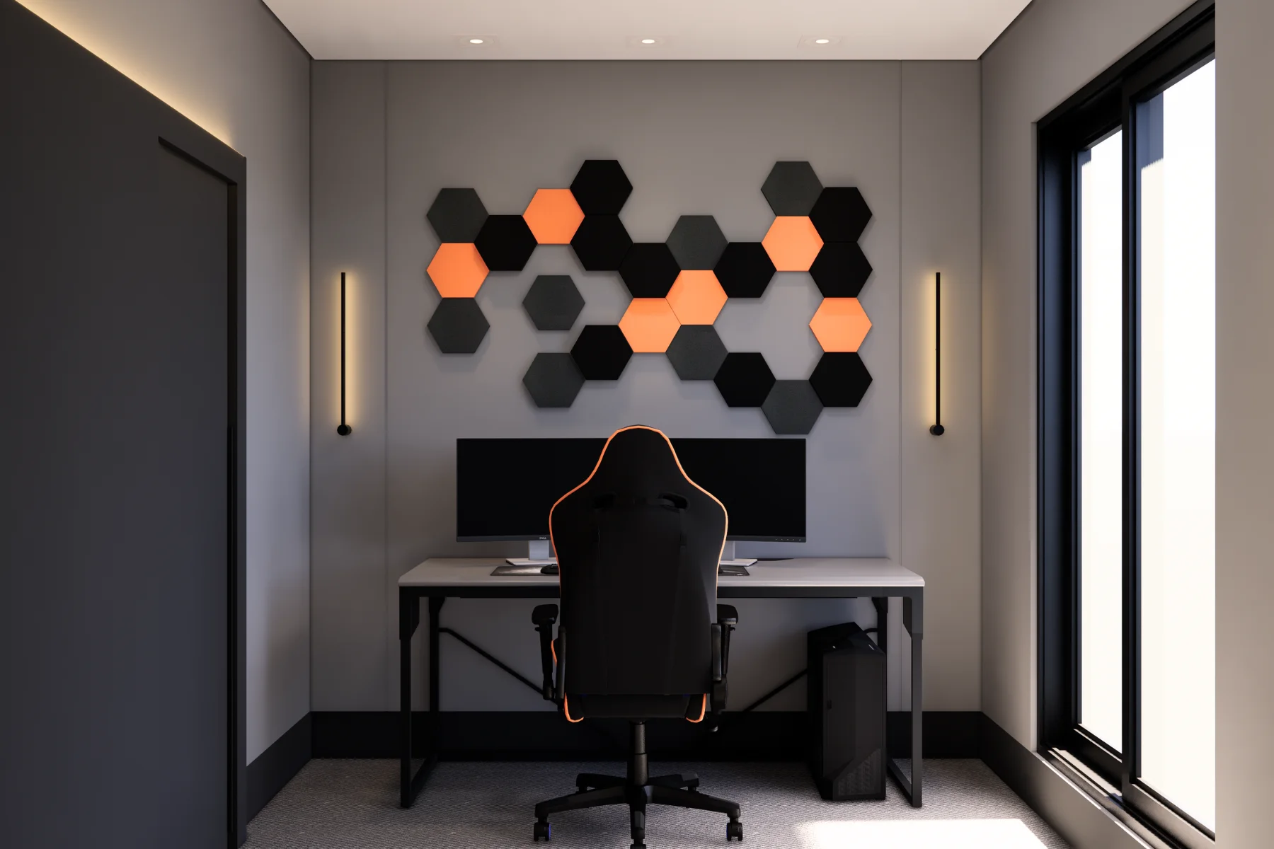 Schallabsorber-Gamingzimmer-hexagon-modern Schallabsorber-Gamingzimmer-hexagon-modern