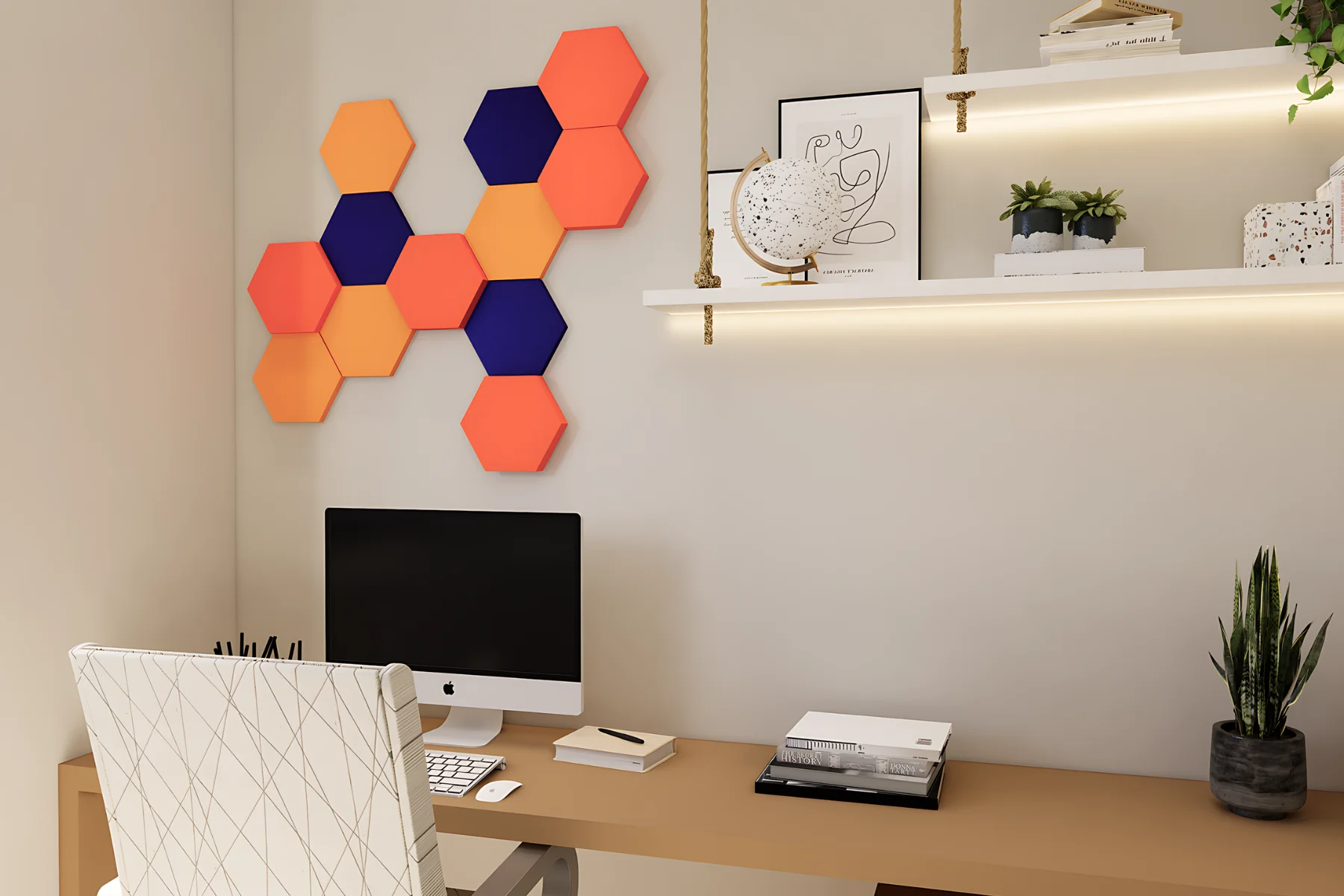 Schallabsorber Hexagon Home office Orange modern detail