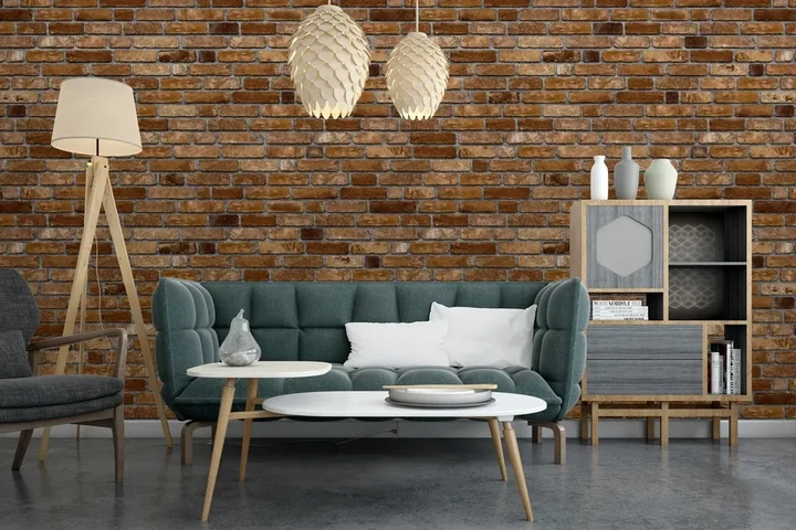 Wandpaneele-in-Backsteinoptik-Wohnzimmer Wandpaneele-in-Backsteinoptik-Wohnzimmer