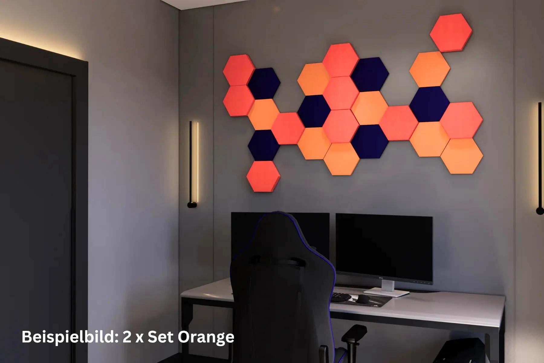 Schallabsorber Hexagon Gamingzimmer Orange Details