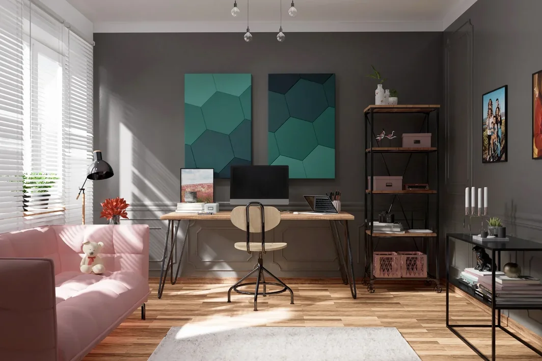 Wandpaneel HOP Home Office_Hexa_maritim Beispielbild Wandpaneel HOP Home Office_Hexa_maritim Beispielbild