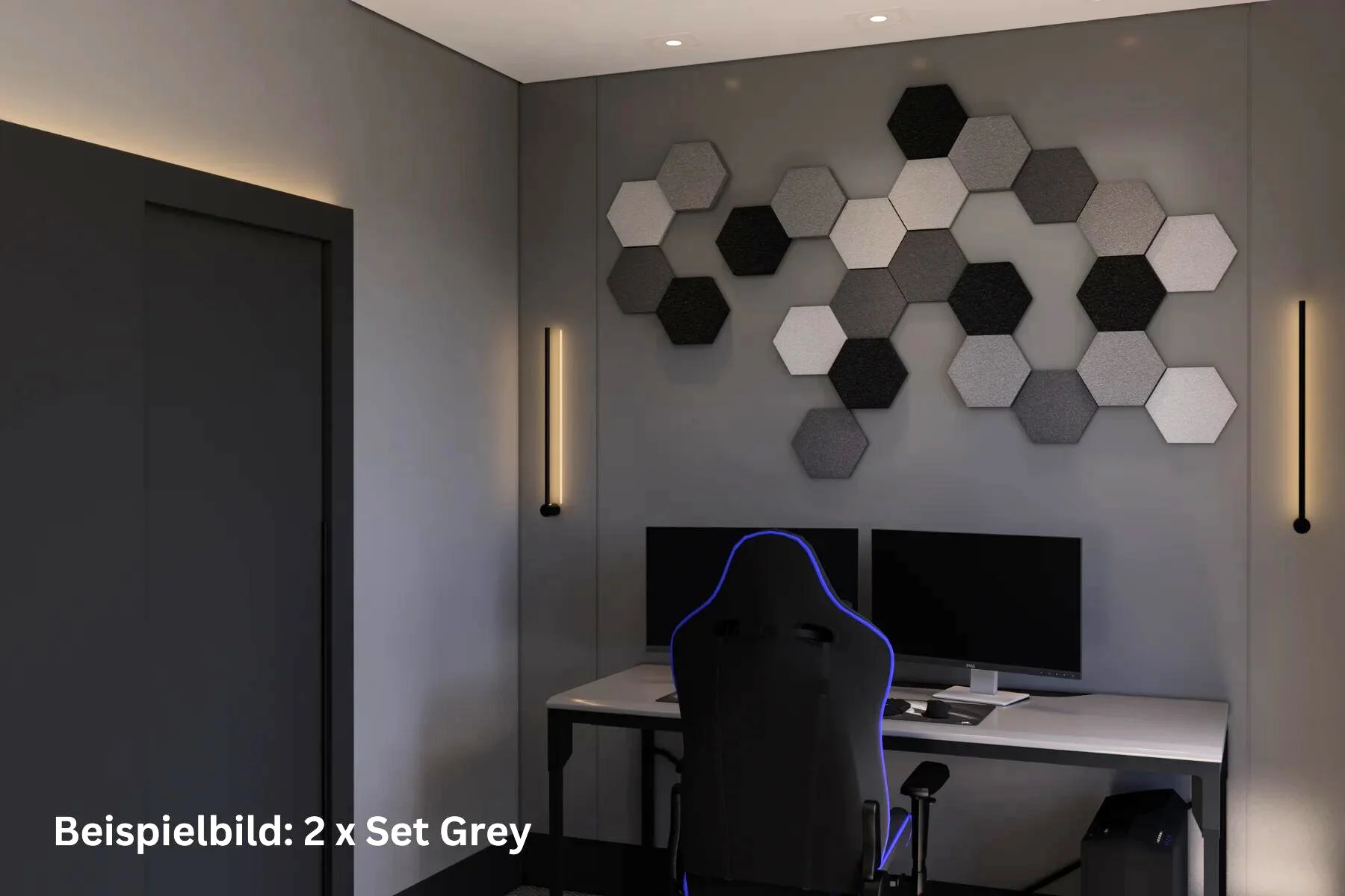 Schallabsorber Hexagon Gamingzimmer grey Details